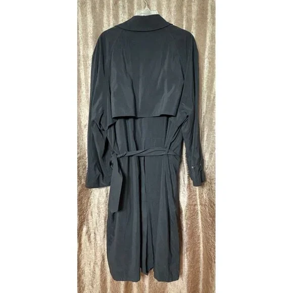 Vtg Ralph Lauren Trench Coat 44 Wool Bld Black Double-Breasted Belt Lined Men's - Picture 2 of 12